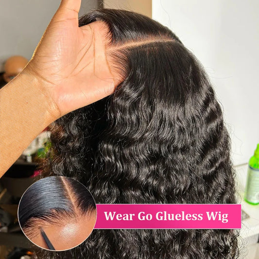 Water Wave Glueless Human Hair Wig – 13x6 HD Frontal, 250% Deep Wave Lace Front & 7x5 HD Lace Closure Wig Sale