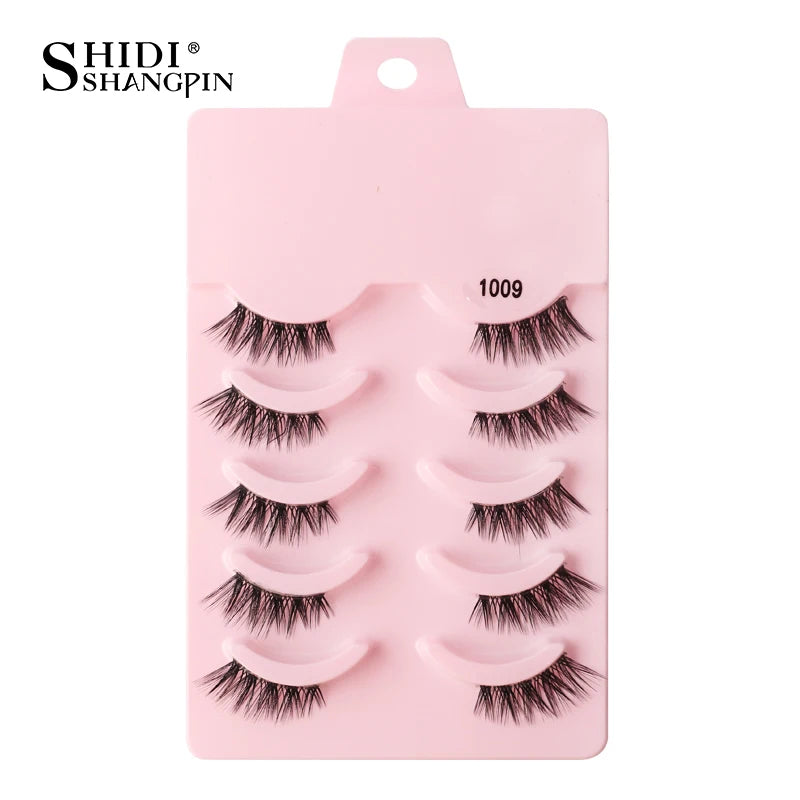 SHIDISHANGPIN 5/10 Pairs Cat Eye False Lashes – 3D Mink Half Lashes, Eyelash Extensions for Natural Makeup, Faux Cils Maquiagem
