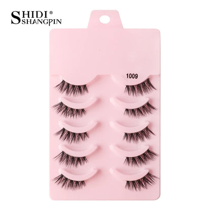 SHIDISHANGPIN 5/10 Pairs Cat Eye False Lashes – 3D Mink Half Lashes, Eyelash Extensions for Natural Makeup, Faux Cils Maquiagem