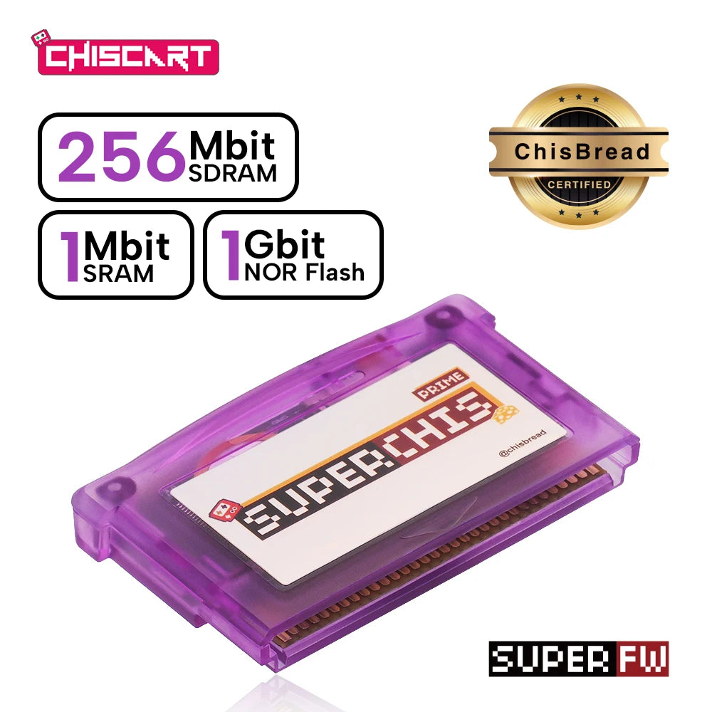 SuperChis Prime GBA Cart Reader - 256KB SRAM, 1Gbit NOR Flash & 1Mbit SRAM for GBA, GB Player, NDS & NDSL Consoles
