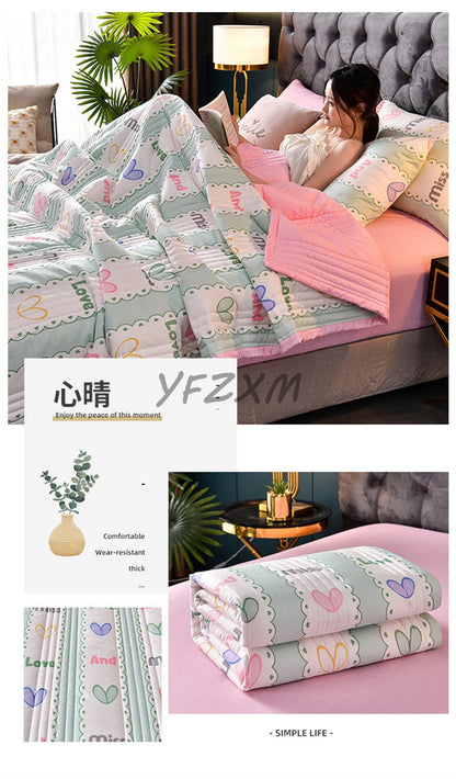 Quilted Spring Summer Quilt – Soft, Lightweight & Breathable Duvet for Queen Size, Comfortable & Washable