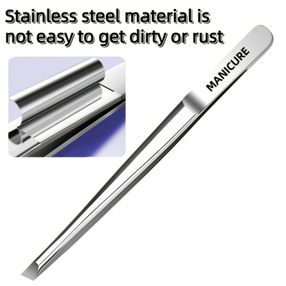 Stainless Steel Tweezers Tool - Precision Eyebrow Eyelash Applicator for Beard & Mustache Grooming