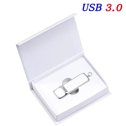 Leather USB 3.0 Flash Drive - Free Logo, 4GB-128GB High-Speed Memory Stick, Wedding Gift