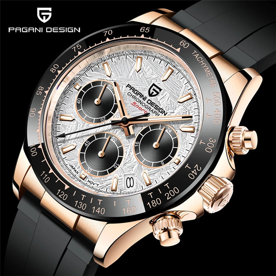 40mm PAGANI DESIGN V2 Men’s Quartz Watch – Sapphire Retro Chronograph Stainless Steel Waterproof