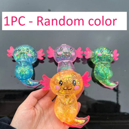 Colorful Axolotl Fidget Toy - Stretchy Squishy Maltose Salamander Squeeze Stress Relief Gift for Kids