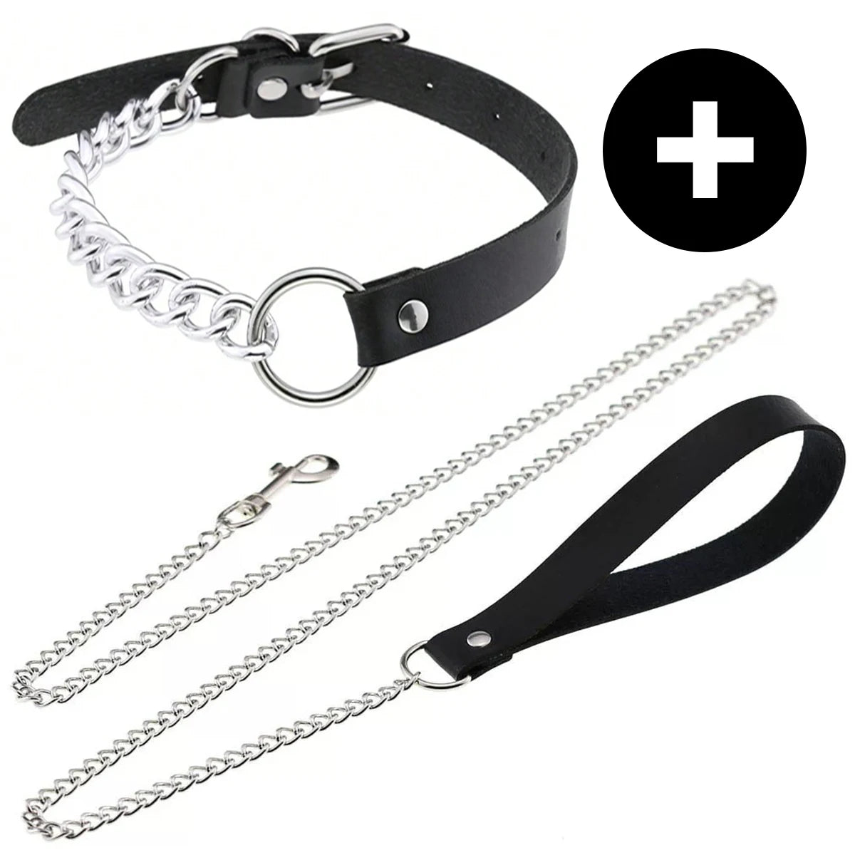 Gothic Punk PU Leather O-Ring Choker - Adjustable Collar Necklace for Women, Halloween & Alternative Fashion