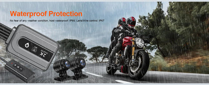 Motorcycle 2K Front & Rear DVR Dash Cam – WiFi GPS, Waterproof Full-Body Video Recorder Black Box