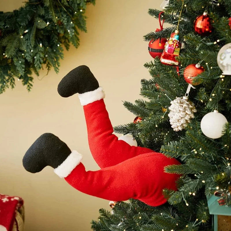 Christmas Santa Leg Decorations – Tree Topper, Fireplace & Hanging Ornaments for Holiday Party Supplies