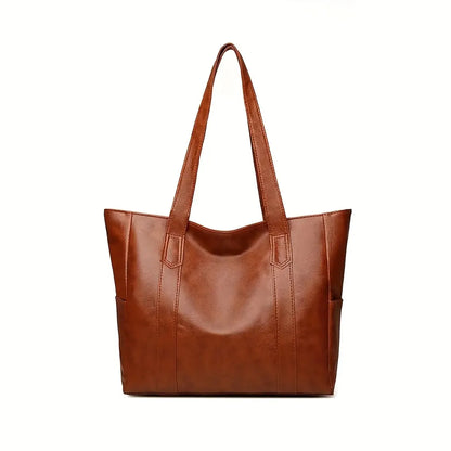 Vintage Large Capacity Tote Bag - Retro Vegan Shoulder Bag for Women, Casual Handbag for Commute