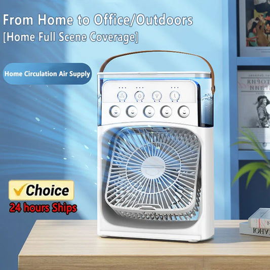 3-in-1 Portable Air Cooler – Household Mini Fan with LED Night Light, Humidifier, and Adjustable Air for Home and Office