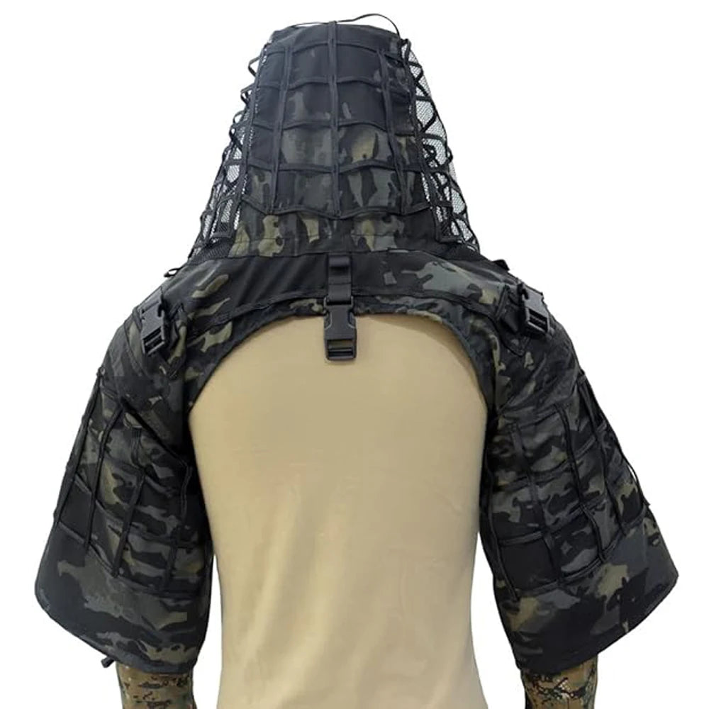 Ghillie Suit Set | Camouflage Hunting Poncho, Base, Cape & Sniper Viper Hood for Airsoft & Paintball