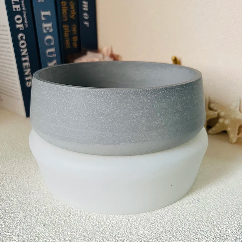 Round Bowl Cement Candle Cup Vessel Mold | Large Terrazzo Candle Bowl Silicone Concrete Mold | Handmade Flowerpot Clay Mold