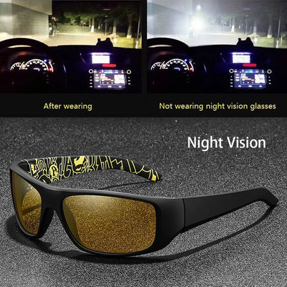 Vintage Square Frame Night Vision Glasses – Unisex Anti-Glare, Anti-Reflective UV400 Eyewear