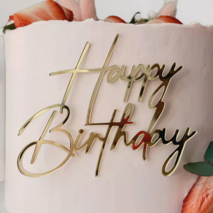 Gold Acrylic Happy Birthday Cake Toppers Set – Premium Party Cake Decorations (3/6/9 PCS)