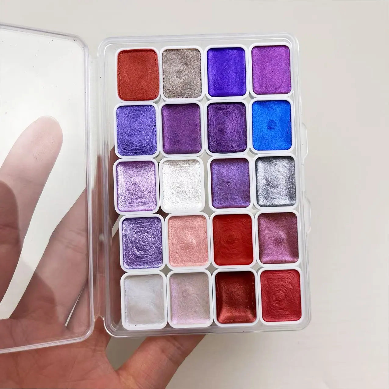 20/24/60/72-Color Metal Watercolor Set – Portable Sparkling Pearl Solid Paints for Artists