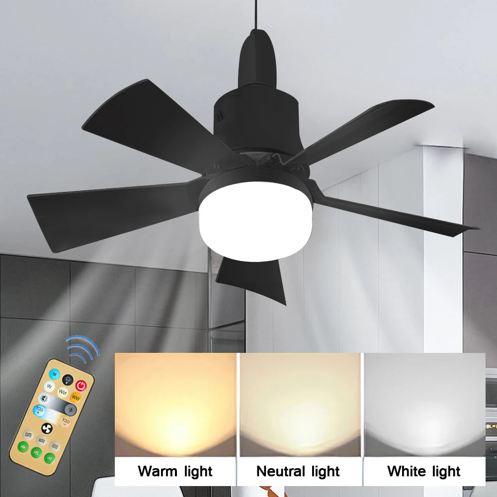 30W E27 Ceiling Fan Light with Remote - LED Dimming Function, Intelligent Silent Fan for Bedroom & Living Room
