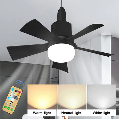 30W E27 Ceiling Fan Light with Remote - LED Dimming Function, Intelligent Silent Fan for Bedroom & Living Room