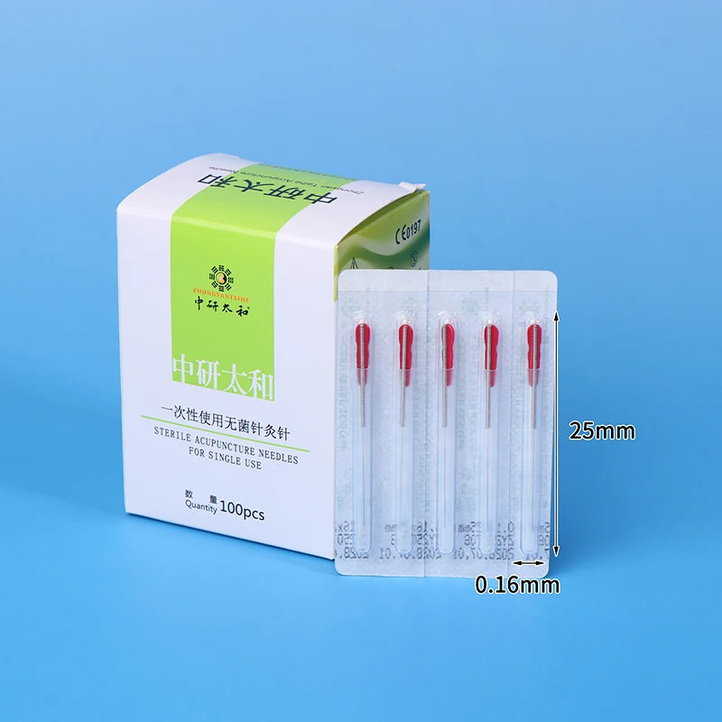100Pcs Disposable Stainless Steel Acupuncture Needles Set – Sterile Single-Use Therapy Needles with 100 Individual Guide Tubes/Cannulas