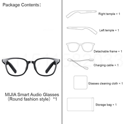XIAOMI MIJIA Smart Audio Glasses Joyful Edition — Bluetooth 5.2, Detachable Headset, Long Standby, 2h Fast Charge, Anti-Leakage Sound