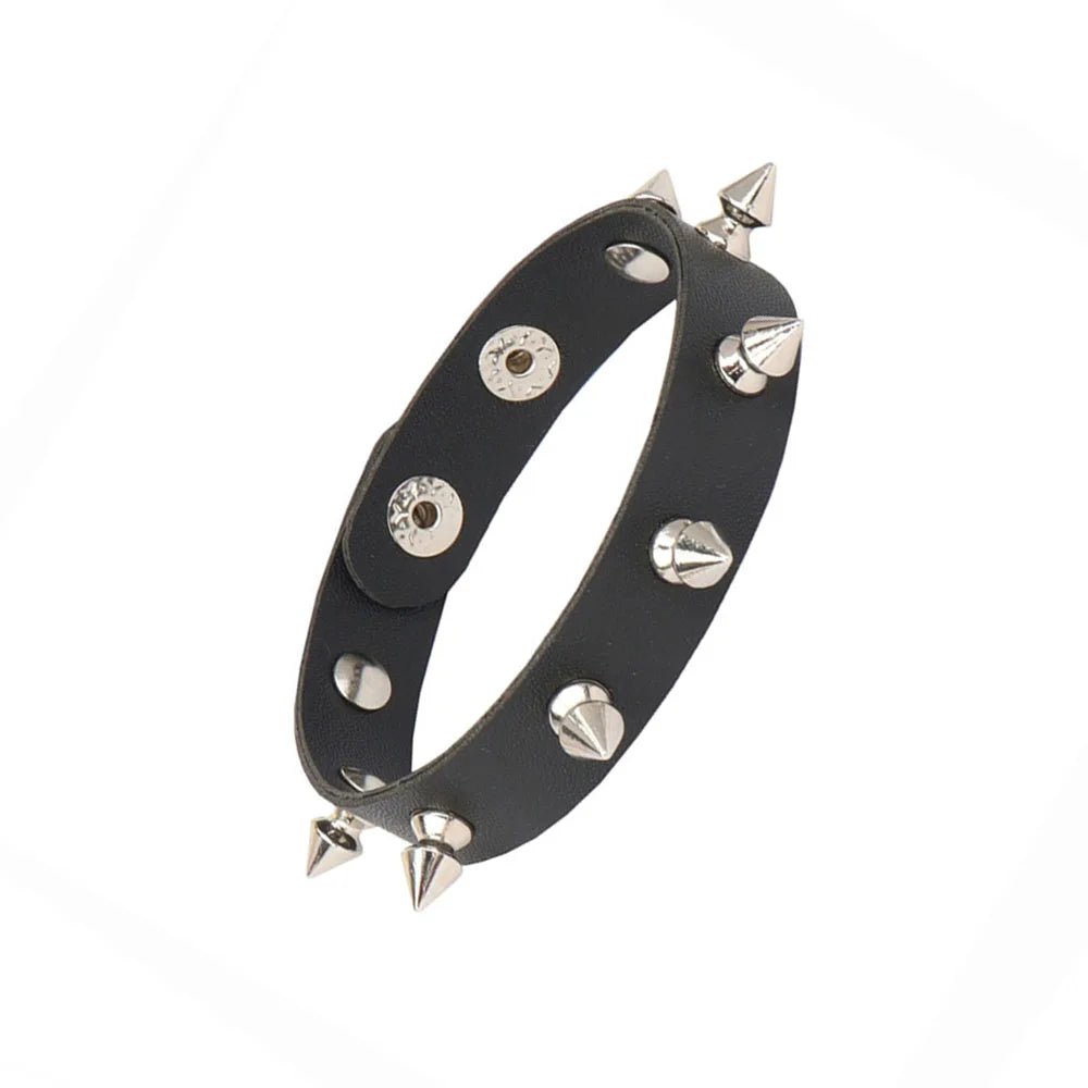 2024 Punk Cool Adjustable PU Bracelet for Men & Women – Vintage Gothic, Hip Hop, Rock, Kpop Dancer Jewelry Accessories