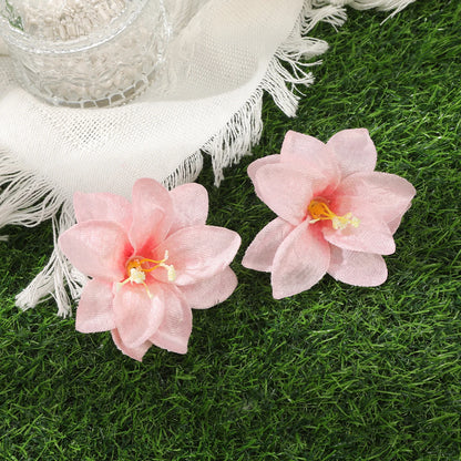 Simulated Orchid Flower Hairpins – White & Pink Hair Clips for Women, Summer Travel Seaside Fashion Headwear