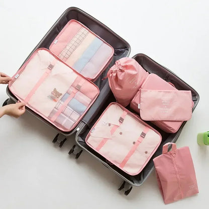7 Piece Travel Bag Organizer Set - Luggage & Clothing, Shoes, Blanket Packing Cubes & Pouches
