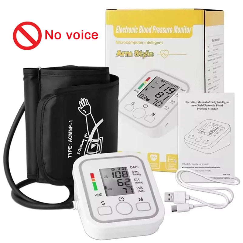 Spanish Voice Digital Arm Blood Pressure Meter – Medical Tonometer, Tensiometer, Sphygmomanometer with Pulse Measurement