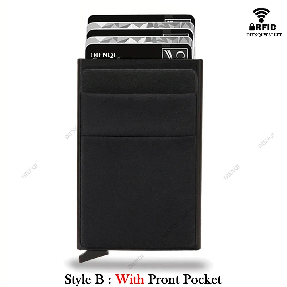 RFID Credit Card Holder for Men, Thin Slim Luxury Metal Mini Minimalist Wallet, Bank & ID Cardholder Case