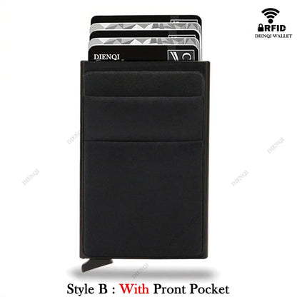 RFID Credit Card Holder for Men, Thin Slim Luxury Metal Mini Minimalist Wallet, Bank & ID Cardholder Case