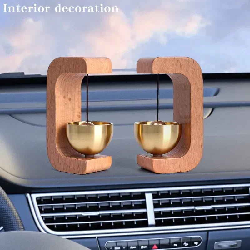 Wireless Doorbell with Solid Wooden Design - Magnetic Brass Wind Chimes, Jingle Bell Pendant for Entrance & Home Decor