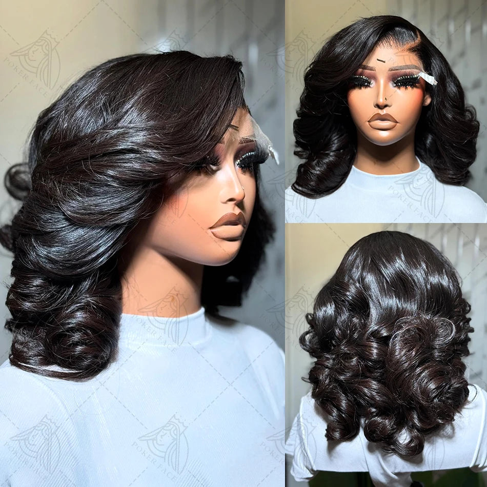 Brazilian Body Wave Short Bob Wig – 13x4/13x6 HD Transparent Lace Front, Pre-Plucked 5x5 High Density Human Hair Lace Frontal Wig