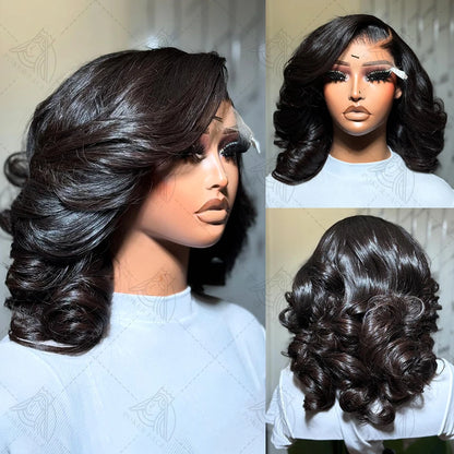 Brazilian Body Wave Short Bob Wig – 13x4/13x6 HD Transparent Lace Front, Pre-Plucked 5x5 High Density Human Hair Lace Frontal Wig