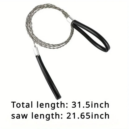 Portable Stainless Steel Wire Saw — Pocket Chain Saw with Finger Handle for Camping, Hiking & Survival