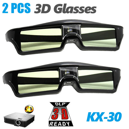2PCS Universal DLP-Link 3D Active Shutter Glasses — Compatible with Xgimi Z4X, Optoma, Sharp, LG, Acer, JmGO, BenQ Projectors