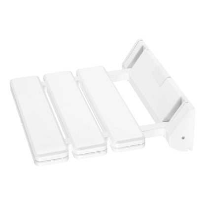90° Folding Shower Seat – Wall-Mounted Waterproof Bench Stool, White Bathroom & Porch Seat, Supports Up to 130kg, 32×34cm