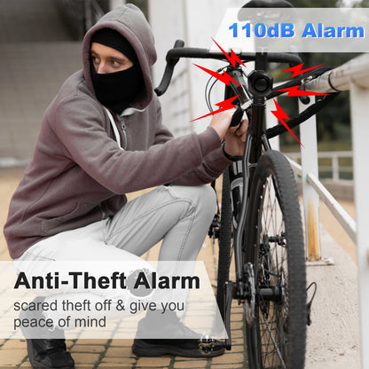 ELECTOP Wireless Bicycle Alarm & Taillight – Waterproof Vibration Anti-Theft Burglar Alarm with Remote Control Brake Sensing Safety Light for Bike & Motorcycle