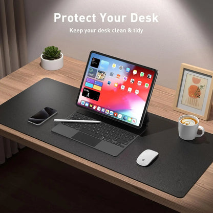 Large Waterproof PU Leather Desk Mouse Pad – Gaming Keyboard Desk Mat, Office Writing Surface Protector for Home & Work Setup