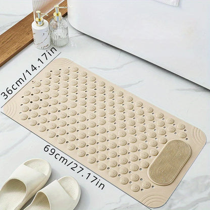 Light Blue Non-Slip PVC Bath Mat – Rectangular Shower Rug with Massage Nubs, 0.8cm Thick Dot Pattern for Bathroom Safety