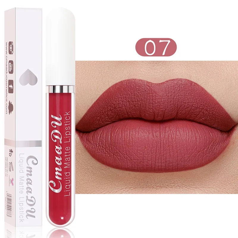Sexy Long-Lasting Velvet Matte Lip Gloss – Waterproof, Non-Stick Red Liquid Lipstick for Women