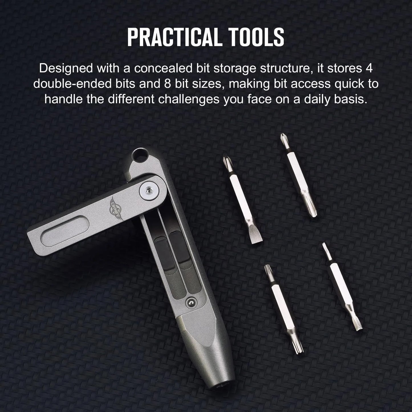 OKNIFE Otacle D1 Titanium EDC Screwdriver – 8-in-1 Multi-Bit with S2 Steel Magnetic Bits, Mini Precision Tool for Work & Daily Use