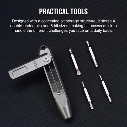 OKNIFE Otacle D1 Titanium EDC Screwdriver – 8-in-1 Multi-Bit with S2 Steel Magnetic Bits, Mini Precision Tool for Work & Daily Use