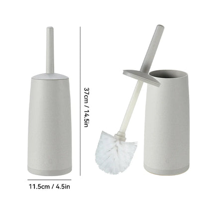 WORTHBUY Toilet Brush Set - Long Handle Bathroom Cleaning Brush with Standing Holder Base for WC Care