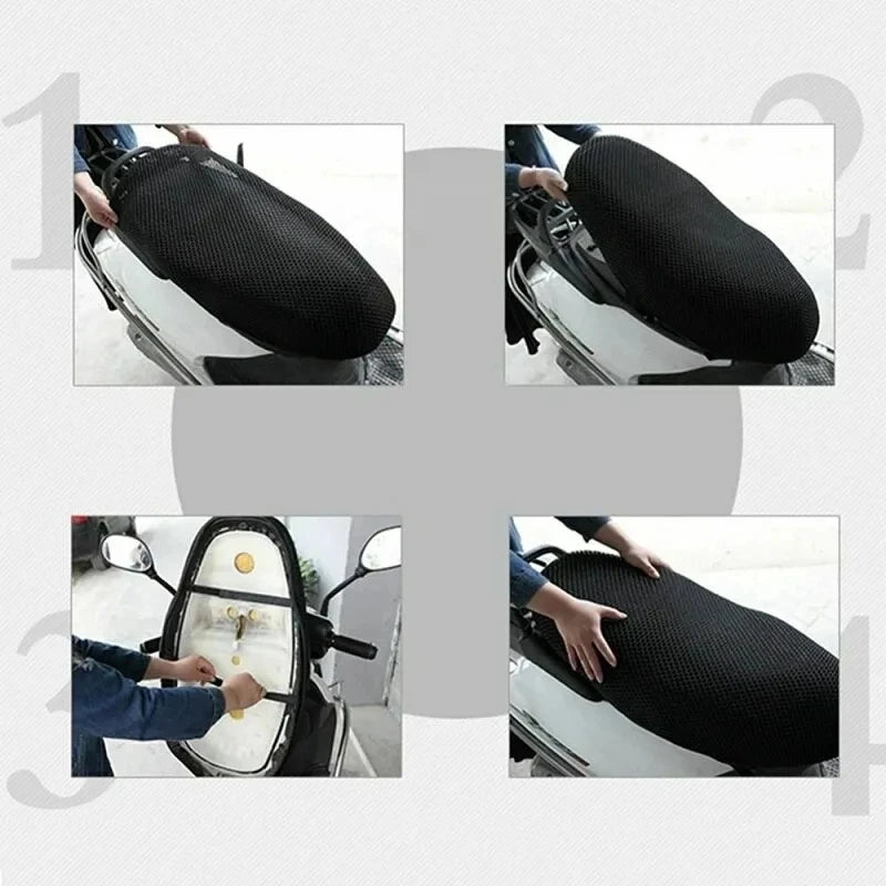 Breathable 3D Mesh Motorcycle Seat Cover – Anti-Slip Cooling Cushion for Scooter & Motorbike Summer Protection Pad