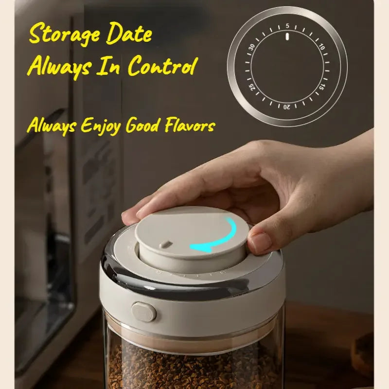 500/1100/1700ml Glass Coffee Bean Storage Jars — Vacuum Sealed, Airtight & Moisture-Proof Container with CO2 Valve for Kitchen