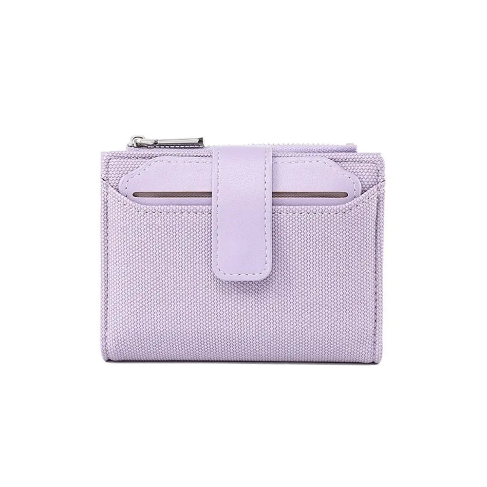 Fashionable Women’s Folding Short Wallet — High-Quality PU Leather Solid Color Purse with Zipper Coin Pocket & Card Holder