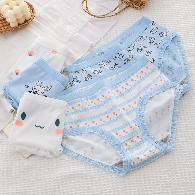 5-Piece Cotton Panties Set – Strawberry Bear Cartoon Girls’ Briefs, Sexy Women’s Underwear & Lingerie
