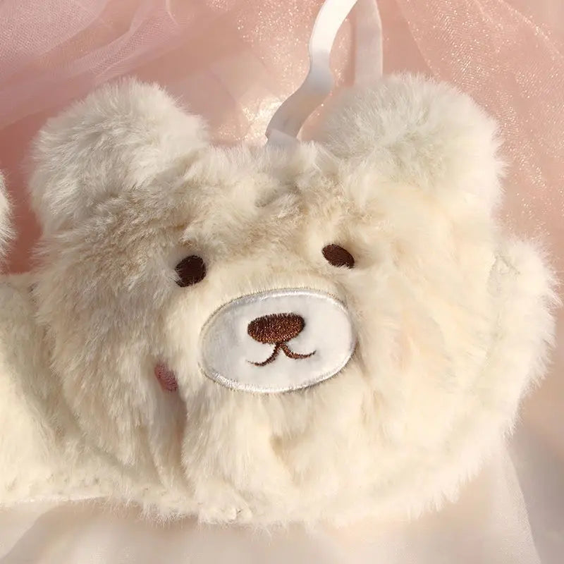 Soft Cute Bear  Lingerie — Autumn Winter Plush Cartoon Bra for Women