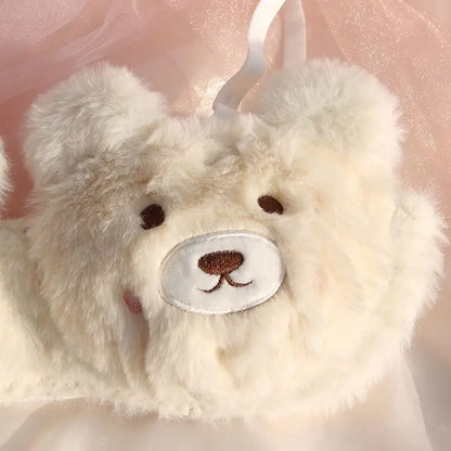 Soft Cute Bear  Lingerie — Autumn Winter Plush Cartoon Bra for Women
