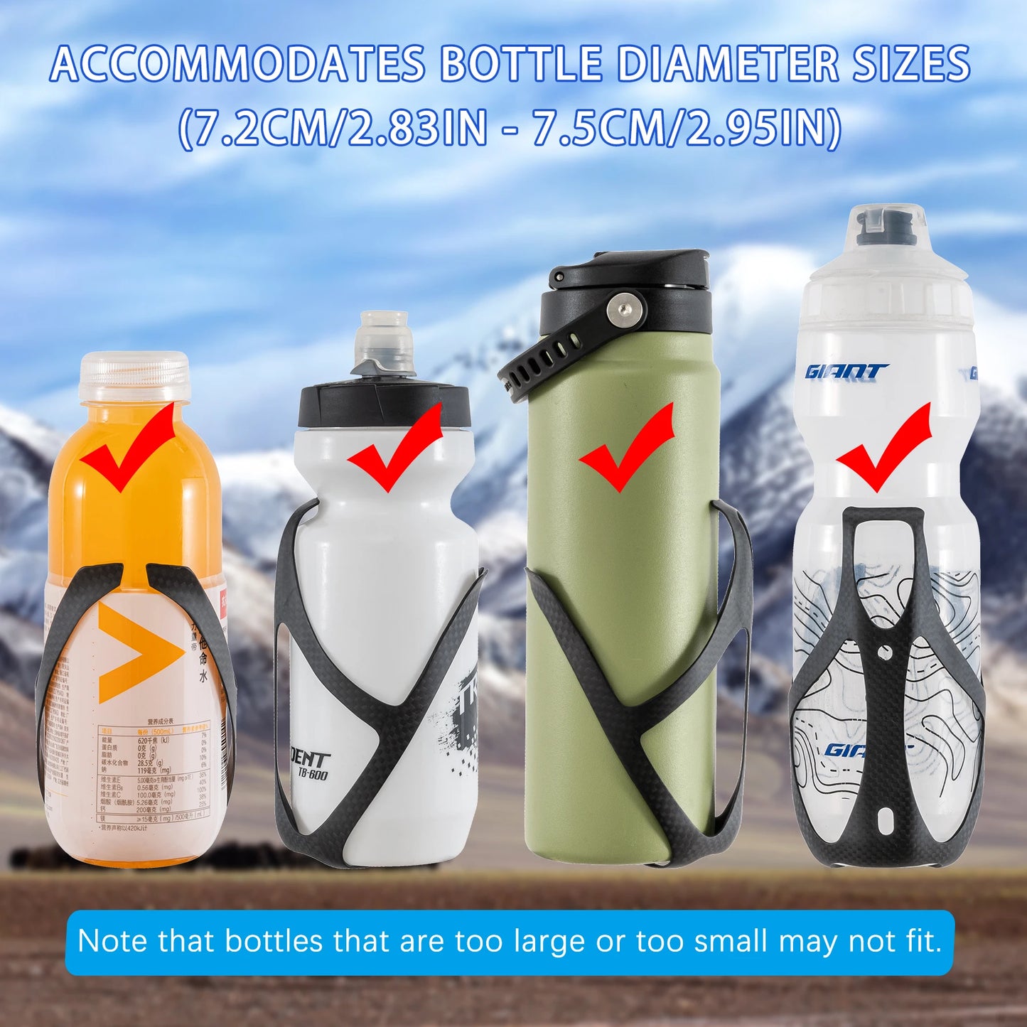 HUALONG 3K Carbon Fiber Bicycle Water Bottle Cage - Ultra-Light Matte Black MTB, Road & Gravel Bike Bottle Holder