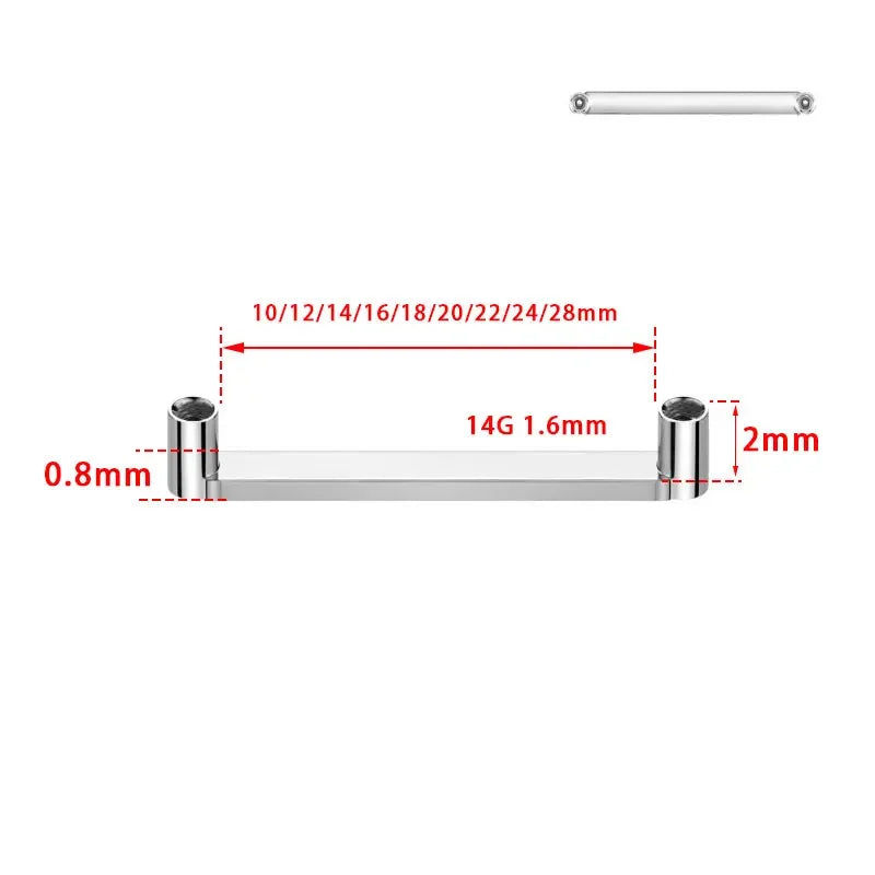 5pcs ASTM F136 Titanium Surface Barbells - 14G Implant Grade Internal Thread Dermal Skin Diver Piercing Jewelry